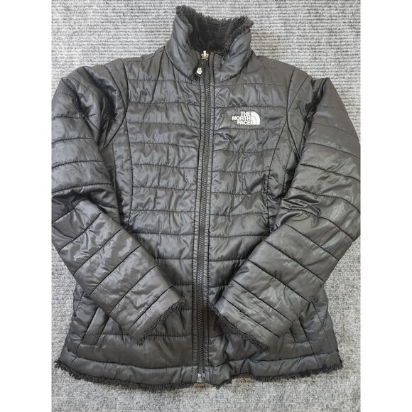 The North Face Other - The North Face Jacket Girls Medium Black Reversible Fleece Puffer Mossbud Swirl
